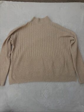 Time and Tru Beige Ribbed Cowl Neck Sweater